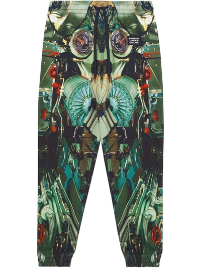 Burberry Kayton Submarine-print Cotton Track Trousers In Celadon Green