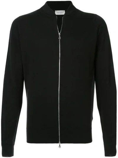 John Smedley Maclean Black Wool Bomber Jacket