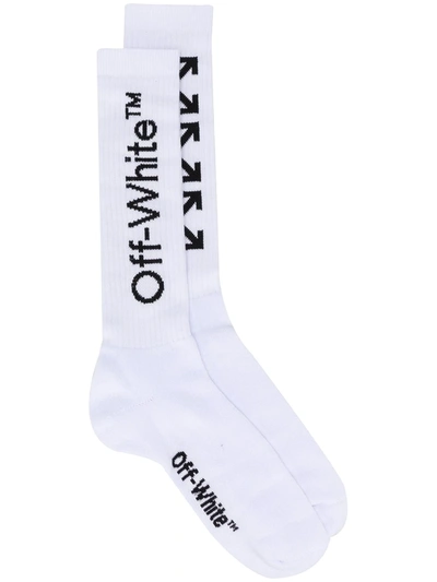 Off-white Logo-jacquard Mid-length Socks In White