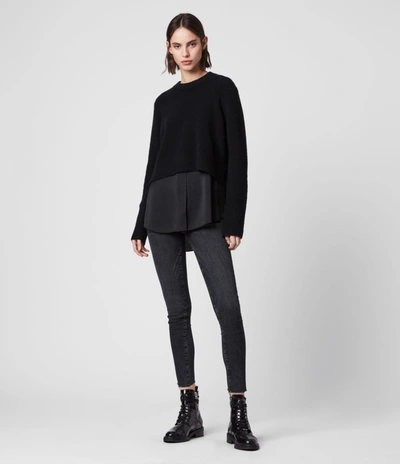 Allsaints Tierney Layered-look Sweater In Black