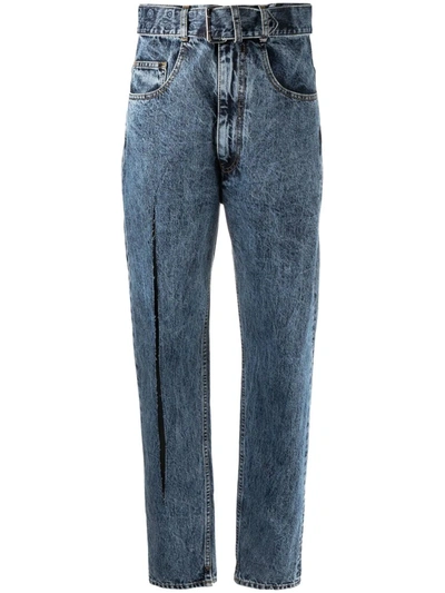 Maison Margiela Belted Rigid High-rise Belted Jeans In Blue