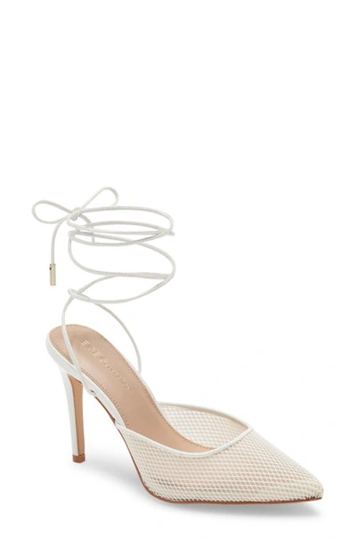 Bcbgeneration Hendri Ankle Tie Pointed Toe Pump In Bright White Faux Leather
