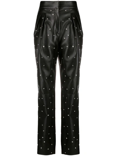 Philosophy Di Lorenzo Serafini Crystal-embellished Faux-leather Trousers In Black