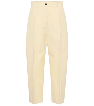 Colovos High-rise Cotton-blend Pants In Beige