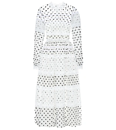 Costarellos Dotted Tulle Maxi Dress In White