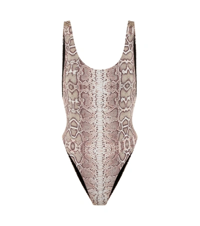 Reina Olga Funky Printed Swimsuit In Beige