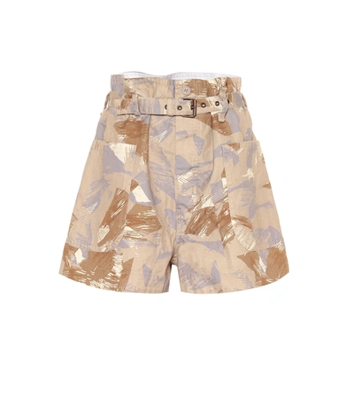 Isabel Marant Iliany Camouflage Cotton-blend Shorts In Beige