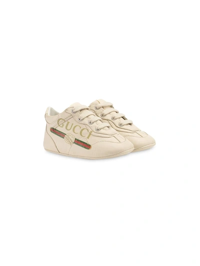 Gucci Neutral Rhyton Logo Print Sneakers In White