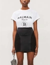 Balmain Logo-print Cotton-jersey T-shirt In White+black
