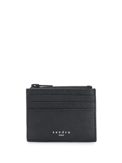 Sandro Top Zipped Wallet In Black