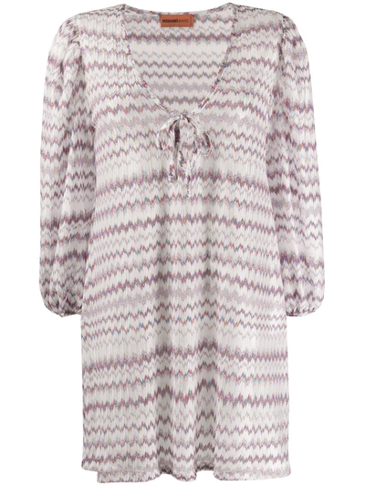 Missoni Knit Lurex Chevron Mini Dress In White