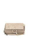 Chloé Mini Faye Shoulder Bag In Grey Suede And Leather In Motty Grey