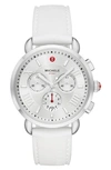 Michele Women's Sport Sail Stainless Steel & Silicone Strap Chronograph Watch In White/silver