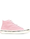 Marni Painted-logo Canvas High-top Trainers In Pink
