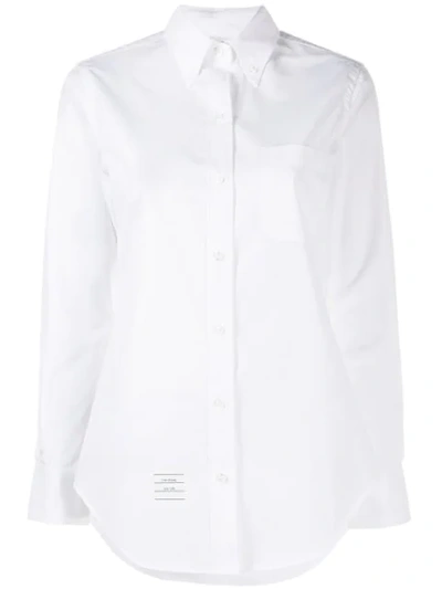 Thom Browne Logo-patch Longsleeved Shirt In White