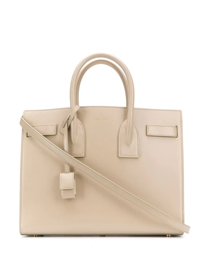 Saint Laurent Sac De Jour Leather Tote Bag In Neutrals