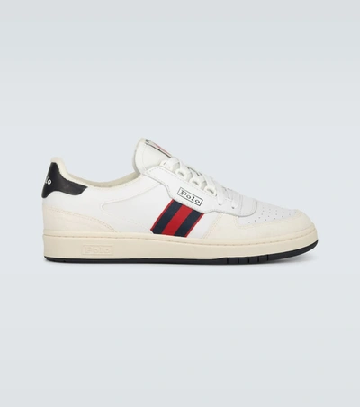 Ralph Lauren Court Leather Sneakers In White