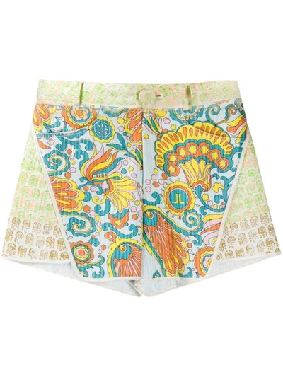 Lanvin Flower Swirl Panelled Shorts In White