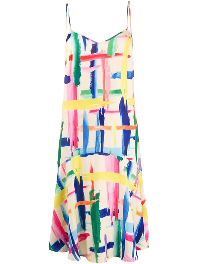 Essentiel Antwerp Antwerp Varah Slip Dress In Multicoloured Graphic Stripes Si In Pink