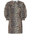 Ganni Leopard-print Cotton-poplin Mini Dress In Maxi Leopard