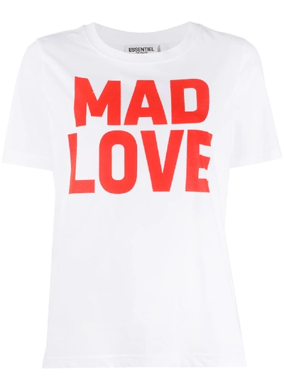 Essentiel Antwerp Vlogan Mad Love T-shirt In White