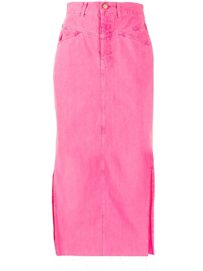 Essentiel Antwerp Virt Denim Pencil Skirt In Pink