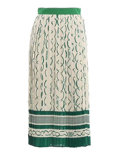 Elisabetta Franchi Pleated Skirt In White And Green