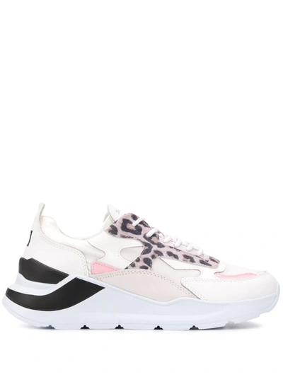 Date Fuga Satin Leopard White Pink Sneaker