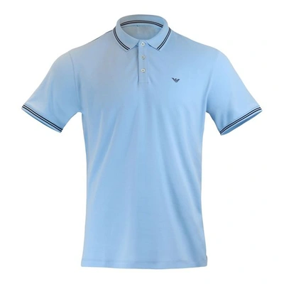 Emporio Armani Short Sleeved Polo With Trim In Blue
