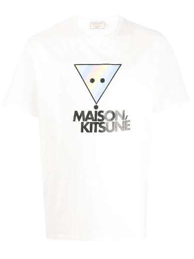 Maison Kitsuné Rainbow Triangle Fox Print T-shirt - White