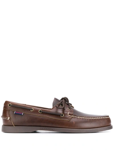 Sebago Contrast Stitch Boat Shoes In Brown