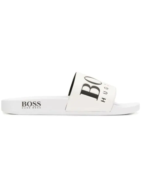 hugo boss sliders black and white