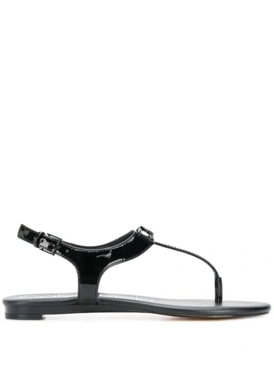 Calvin Klein Logo Plaque Sandals In Black