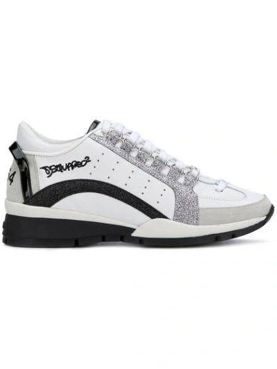 Dsquared2 551 White Black Glitter Trainer