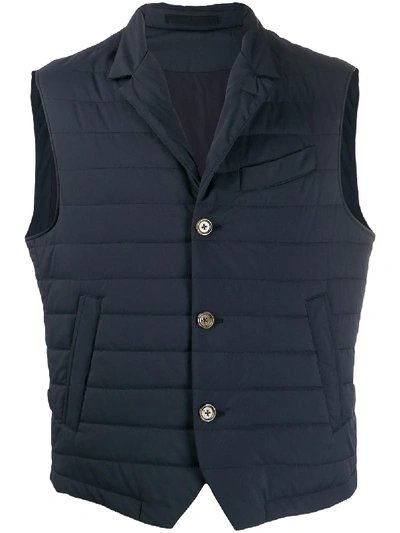 Eleventy Fitted Quilted Gilet In Blue