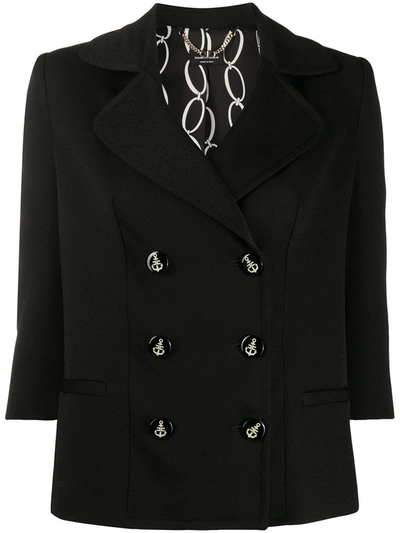 Elisabetta Franchi Double Breasted Blazer In Black