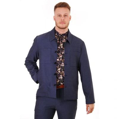 Les Deux Marseille Herringbone Jacket In Navy