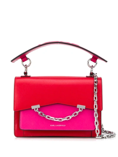 Karl Lagerfeld K/karl Seven Md Bag In Fuchsia And Red