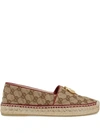 Gucci Women's Gg Matelassé Canvas Espadrille In Original Gg Canvas/red