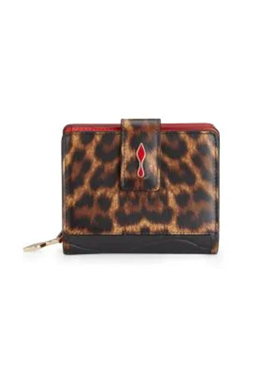 Christian Louboutin Mini Paloma Leopard-print Leather Wallet In Brown Black