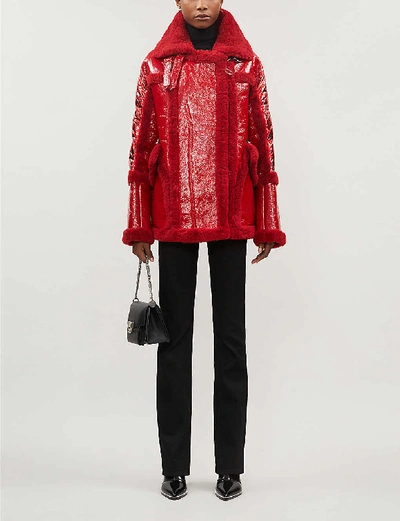 Nicole Benisti Montaigne Metallic Shearling And Shell-down Coat In Rougerouge