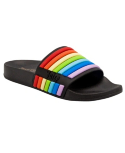 Juicy Couture Wynnie Rainbow Pool Slides Women's Shoes In Black Rainbow
