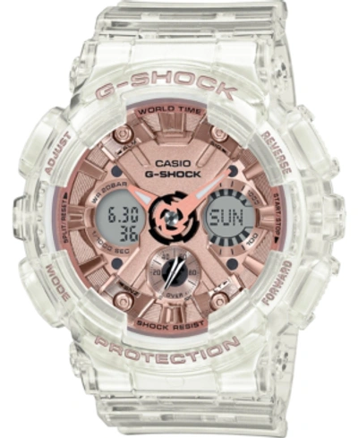 G-shock Women's Analog-digital Clear Resin Strap Watch 45.9mm Gmas120sr-7a In Rose Gold/white