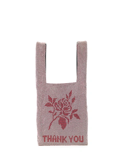 Alexander Wang Embellished Mini Wangloc 'thank You' Shopper Tote In Red