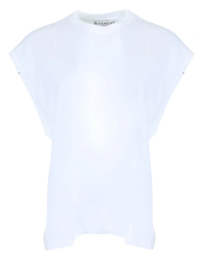 Givenchy White Flutter Sleeve T-shirt In Red