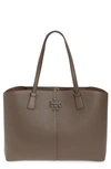 Tory Burch Mcgraw Leather Tote In Silver Maple