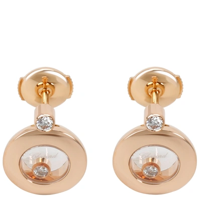 Pre-owned Chopard Happy Diamonds 0.18 Ctw 18k Rose Gold Earrings