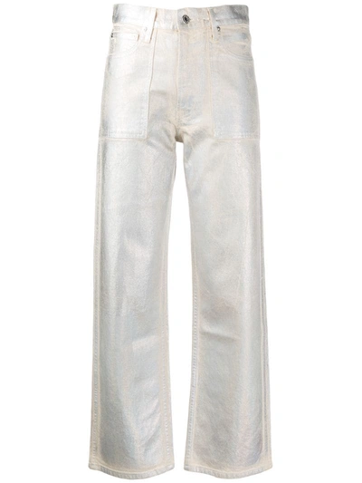 Helmut Lang Metallic Straight-leg Jeans In White