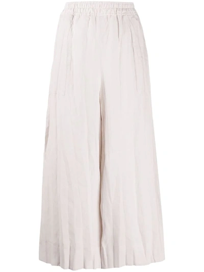 Acne Studios Crinkle-effect Pleated Trousers In White In Neutrals
