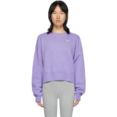 Nike Mini Swoosh Oversized Cropped Purple Sweatshirt In 569 Light